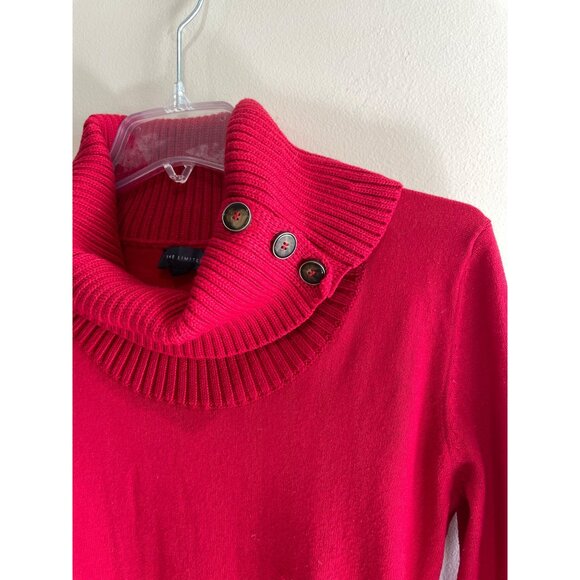 The Limited Turtleneck Sweater Womens S Red Button Neck Longer Length - Picture 5 of 9